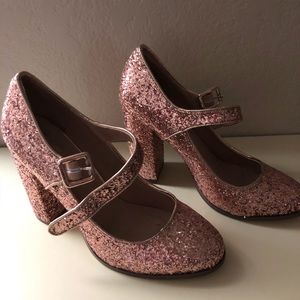 Rose gold glitter Mary Janes.